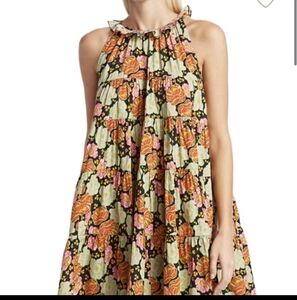RHODE Billy Mini Dress In Neon Floral Print Sz Medium